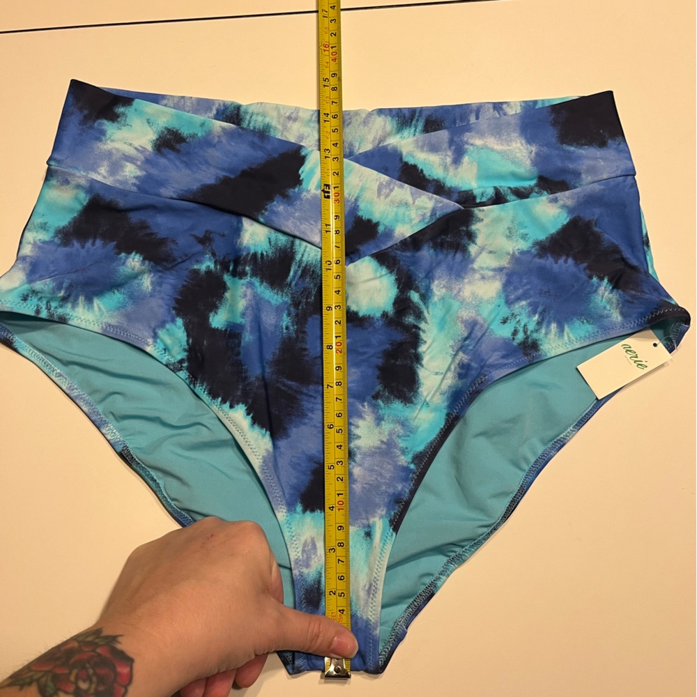 Aerie XL NWT swim suit bikini bottom blue black tie dye - Picture 7 of 7